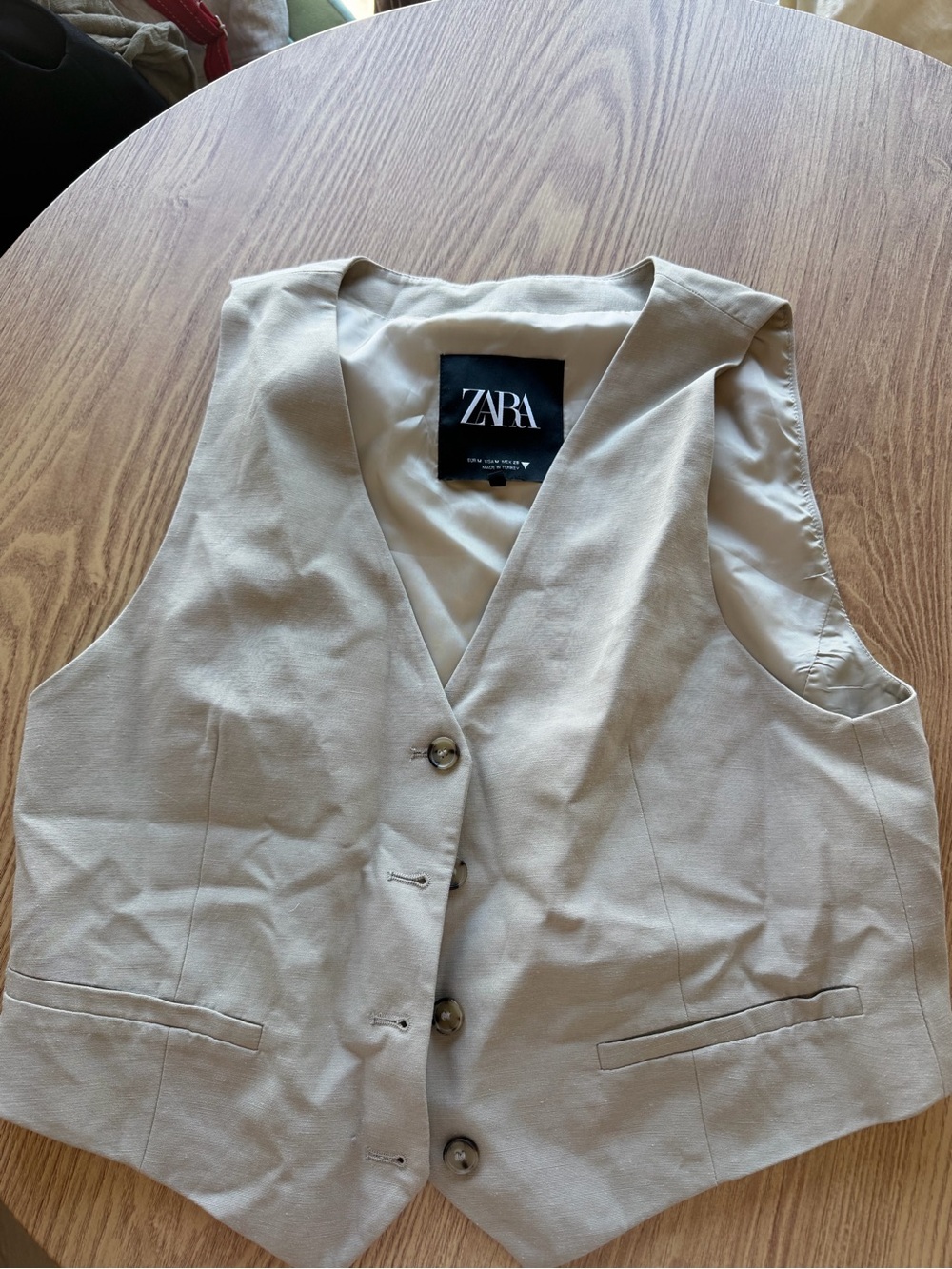 Zara Beige Button Front Vest